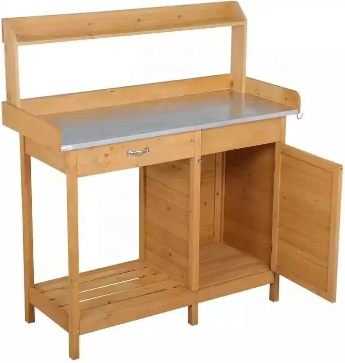 Hot Selling Outdoor Potting benches Station Solid Wood Garden Work Bench Table with Sink and Storage Cabinet