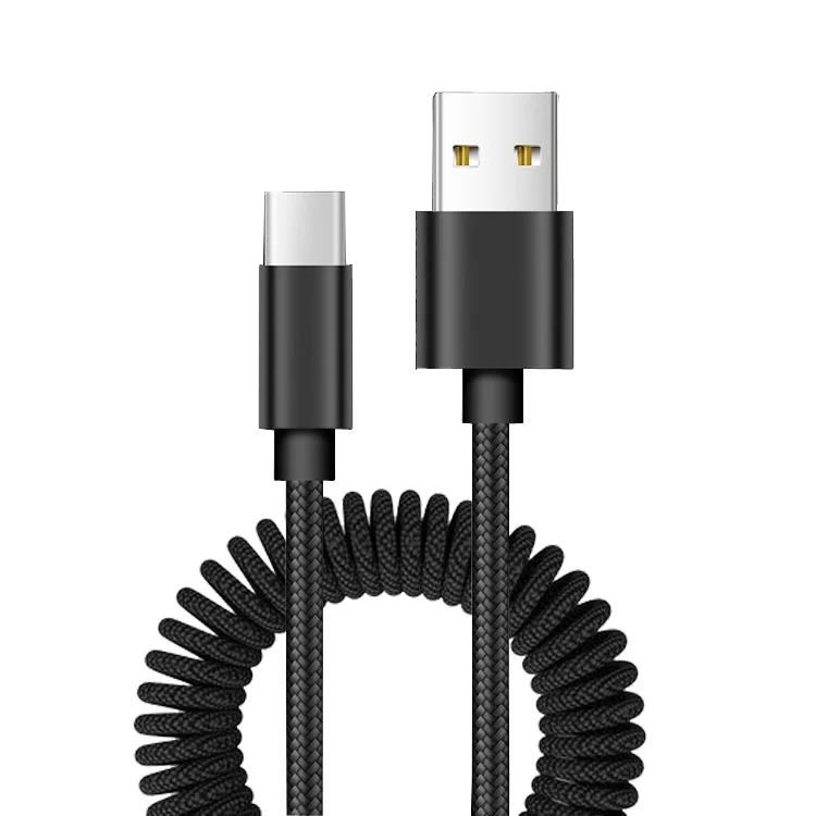 2021 New Spring Data Line Micro USB Cable  USB 3.0 Type C Spring Cable For Smartphone Phones