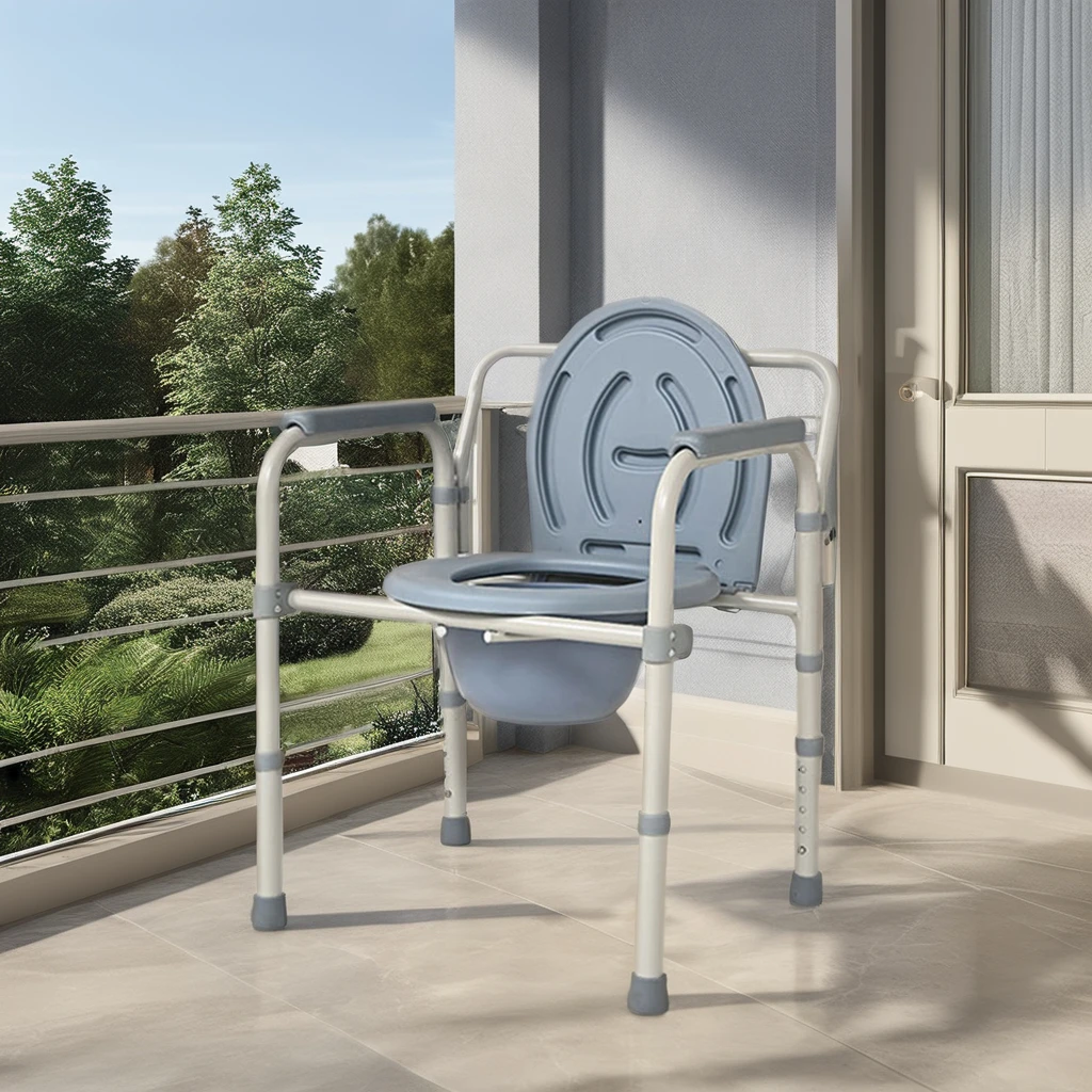 Hospital-Used Plastic Foldable Bedpan Elderly Patient Commode Toilet Chair Mobile Shower Bathroom Safety Equipment