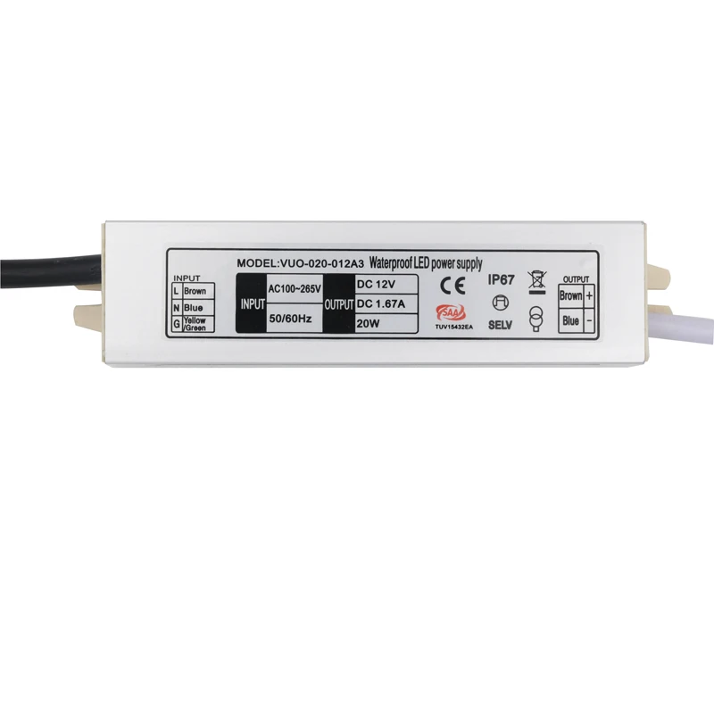 110v 240v to 12v 1.7a/24v 0.8a power supply ultra thin waterproof isolate led driver 20w for led strips