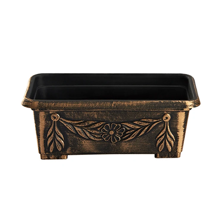 Balcony embossed rectangular plastic flowerpot plant pots