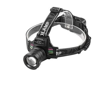 1000m 800lumen  Digital display white yellow blue Headlight Waterproof Outdoor Hunting Flashlight Camping Torch  Sensor Headlamp