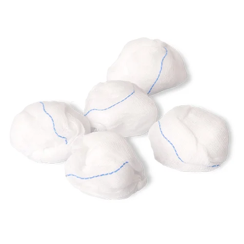 Прямая поставка с завода, 100% хлопок, Обнаруживаемая рентгеновская нить, одноразовый абсорбирующий Марлевый Шар