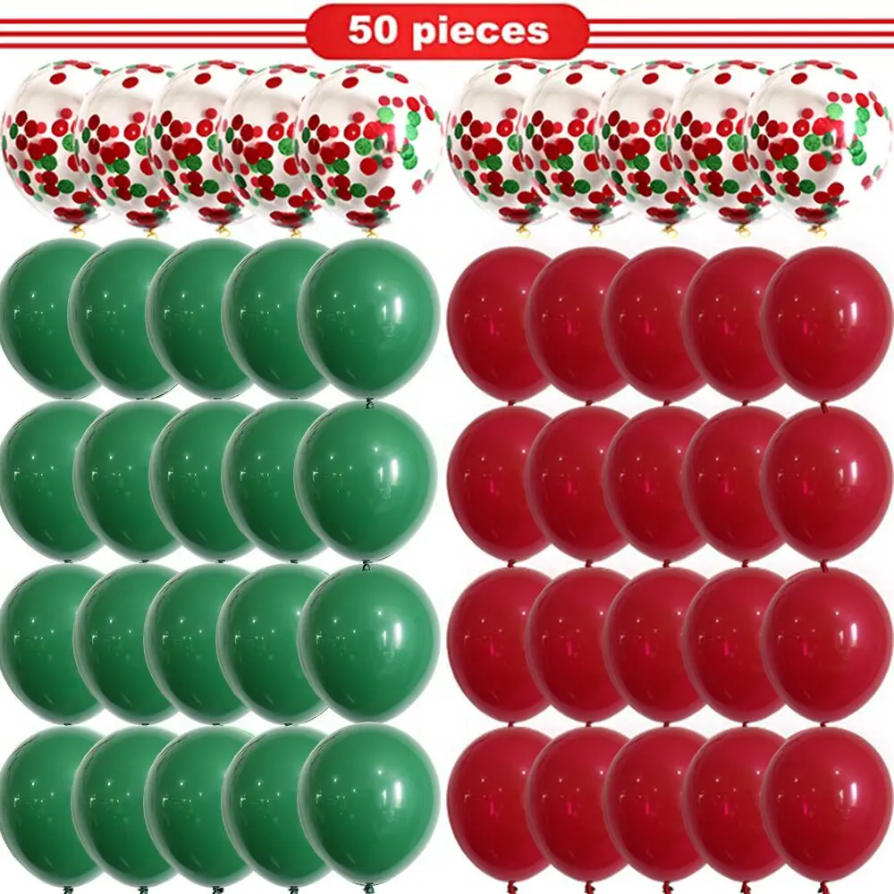 Red and green confetti balloon set combination Merry Christmas party decorations