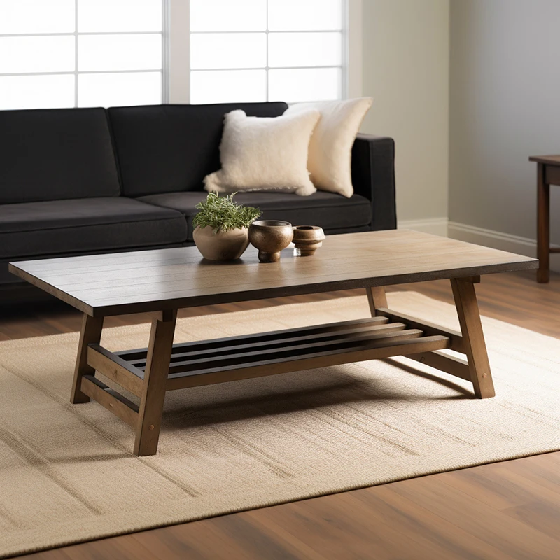 Mrs Woods Living Room Table Coffee Top Grade 100% Oak/Teak Wooden Material Round Coffee Table