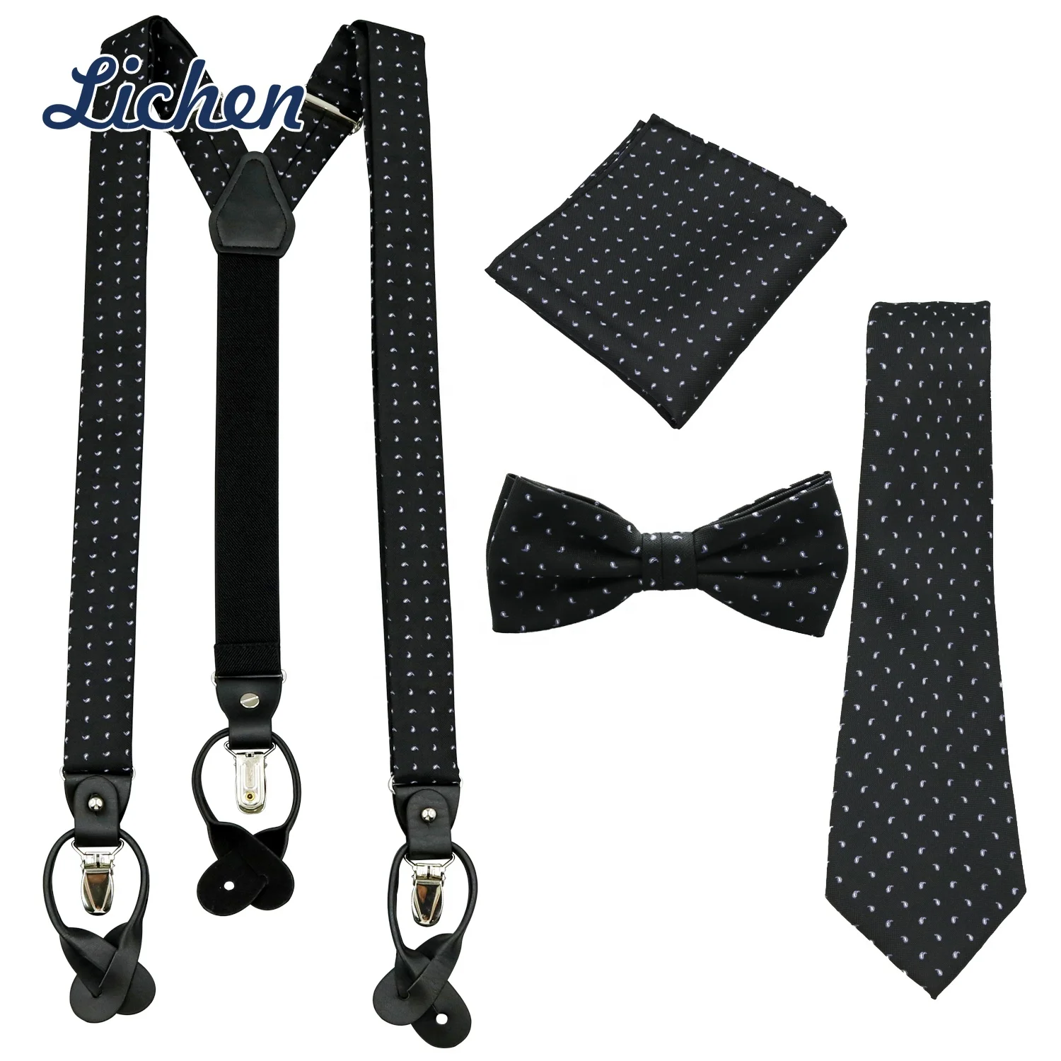 Business Men Formal Suit Sets of Ties Men Suspender Bow Tie and Neckties Sets