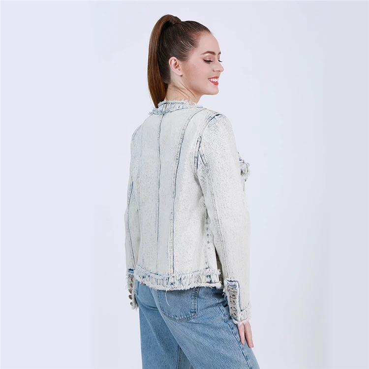 OEM Big Button Women Plus Size Custom Logo Jean Jacket Suppliers