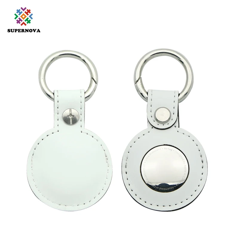  Sublimation Blank Leather Case for Apple AirTags Keychain Air tag Holder Tag Key Ring Cases Tags Protective