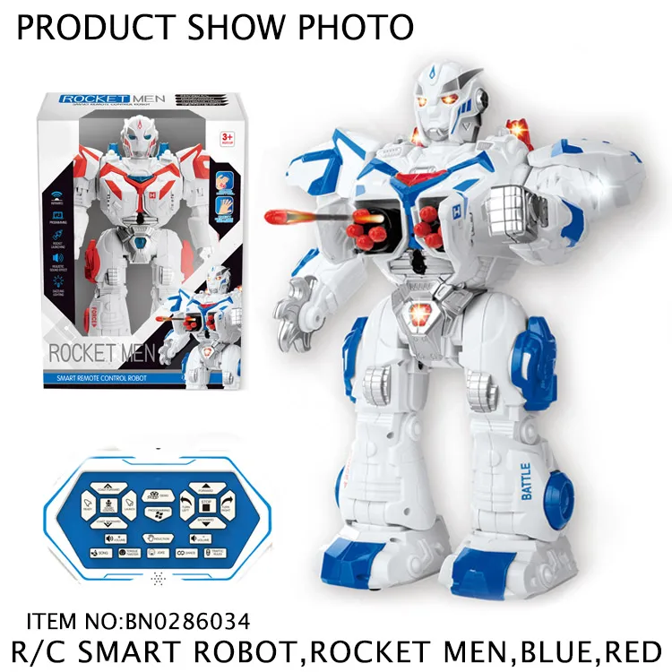 Remote Control Robot Toy Rocket Launch Sounds Light Program Demo Function