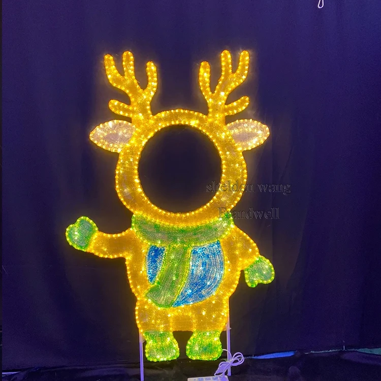 2D christmas penguin  photo frame/ outdoor IP65 penguin motif light props/ penguin picture frame for take picture