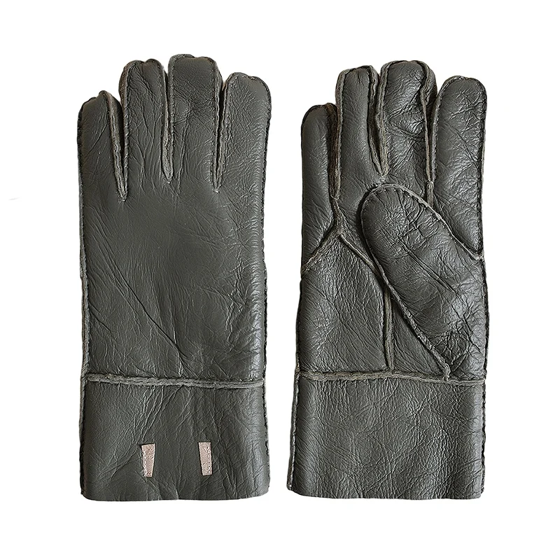 Real Fur Sheepskin For Man Leather Style Warm Mittens