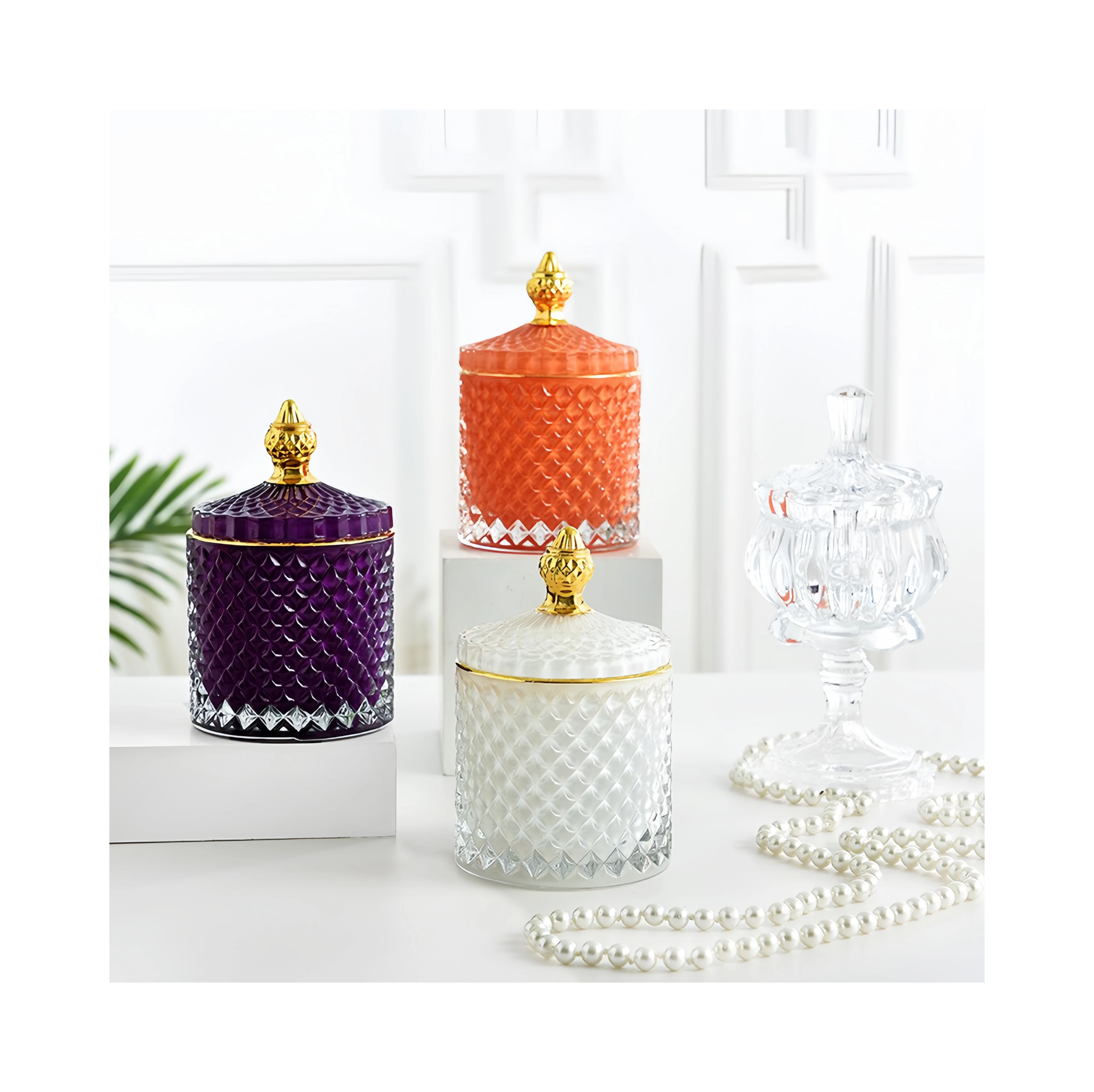 Candy glass Jar Soy Scented Candles Luxury Fragrance Scented Candle With Lid