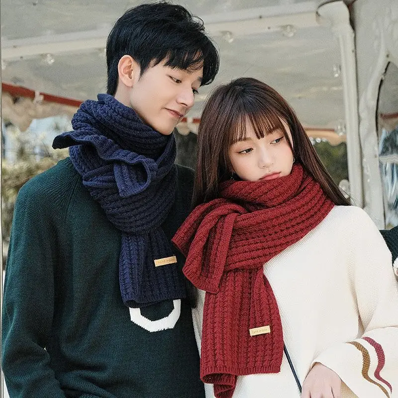 Winter Scarf Couple Thick Knitted Men Women Scarf Warm Fashion High Quality Hand Made Scarf For Men Women