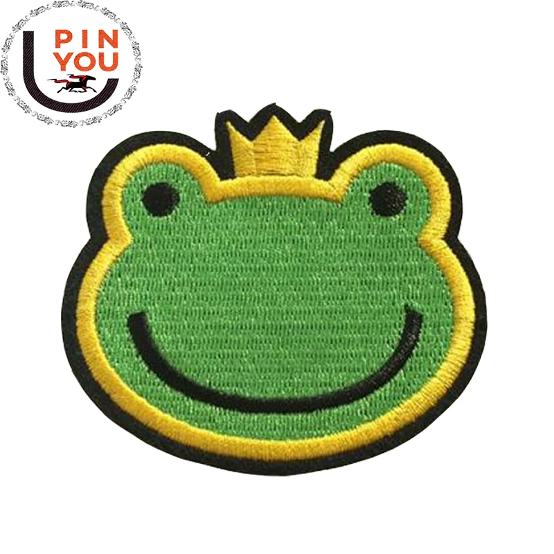 Bulk Wholesale New Design Custom Embroidery Patches Frog Cute Cartoon Patches Embroidered Patches for Clothing Bag
