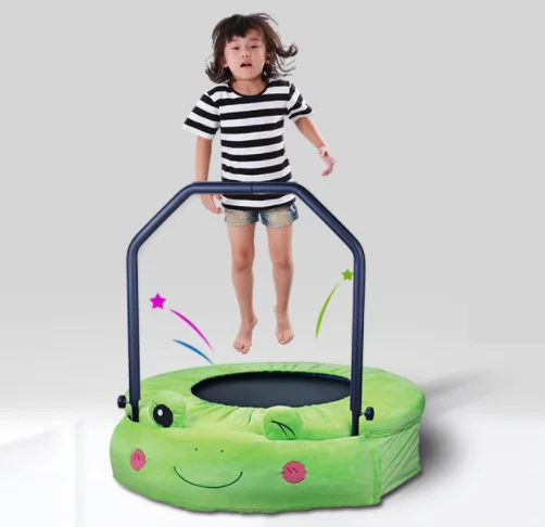 Small size home used indoor spring baby infant circle frog pattern cartoon play trampoline with handle