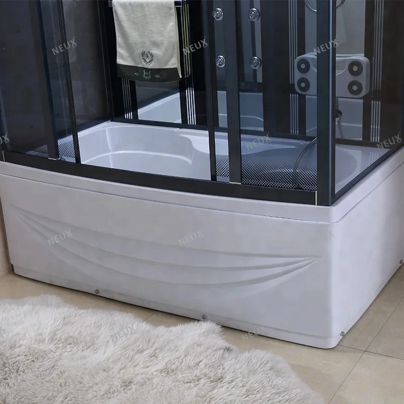 Luxury Sliding Door Rectangle Sauna Massage Complete Shower Steam Room With Tub