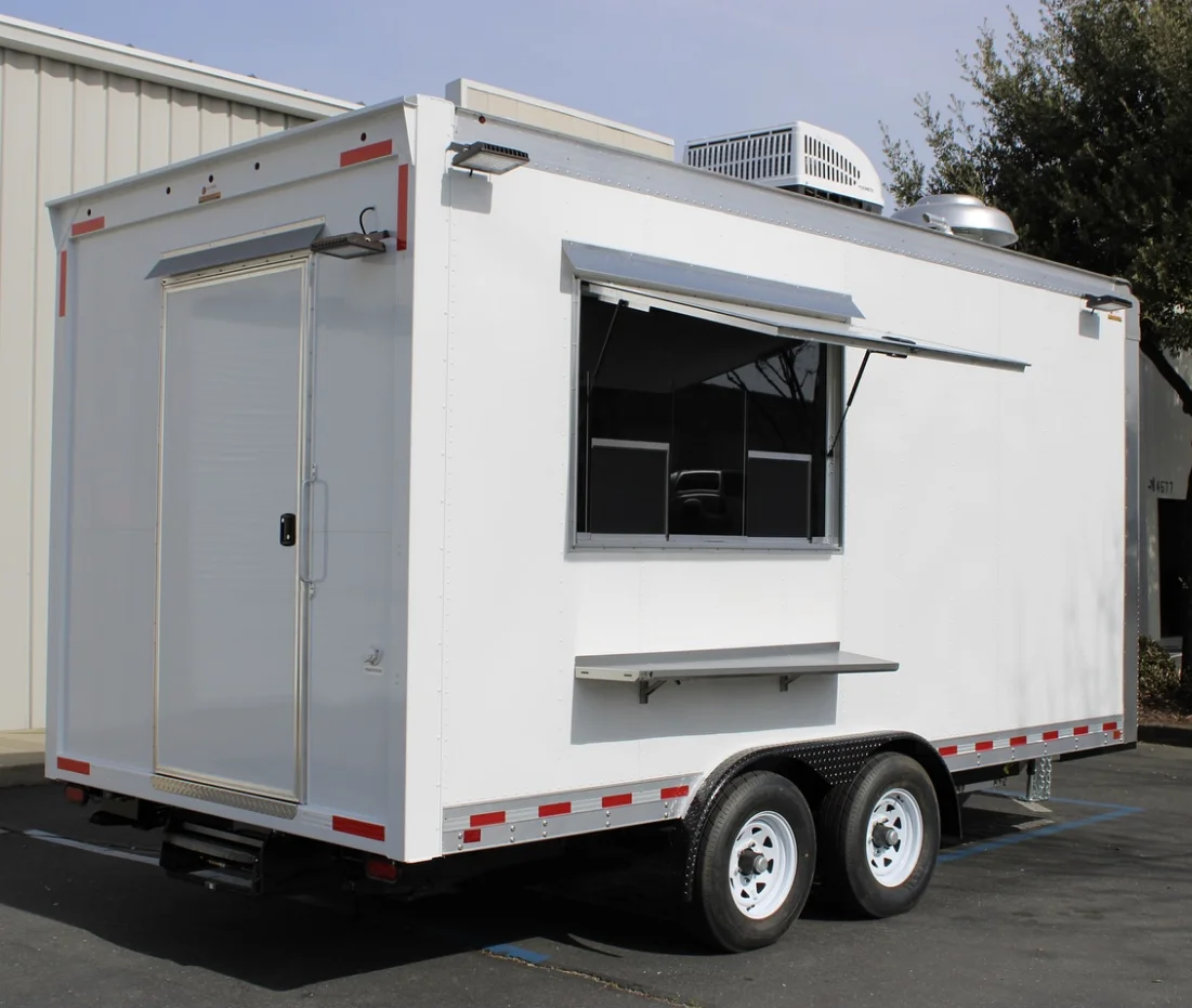 3 Sinks Food Trailer Black Fries Chicken Food Truck With Griddle Fryer Warmer