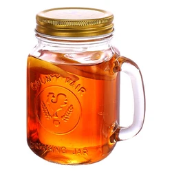 Wholesale 16OZ Clear Pyrex Mason Jar Wine Glass with Handle and Lid