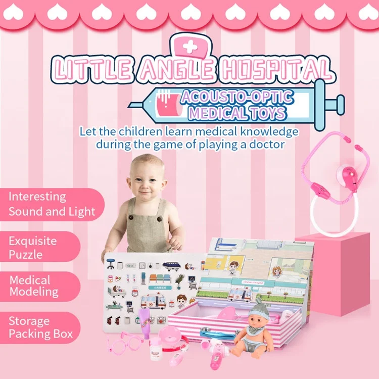 Children Educational Magnetic Doctor Supplies Puzzle And Acousto-Optic Medical Equipment Toys