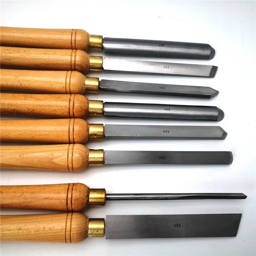 HSS High Speed Steel Wood Carving Chisel Lathe Turning Wood Tools With Sharpen Grinder Oil-stone