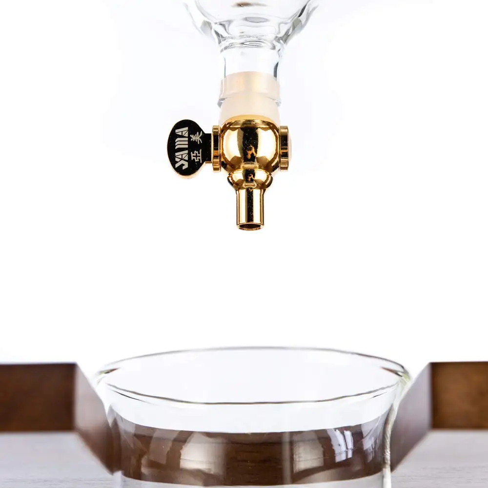 YAMA glass cold coffee drip maker dutch 6-8 /25CUPS COLD DRIP MAKER CURVED BROWN WOOD FRAME (32OZ)