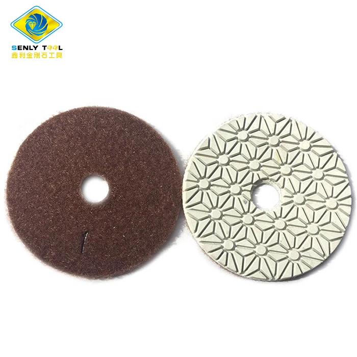 Hot sale 4inch Quartz Marble Granite Flexible Wet Diamond 3 Step Polishing Pads