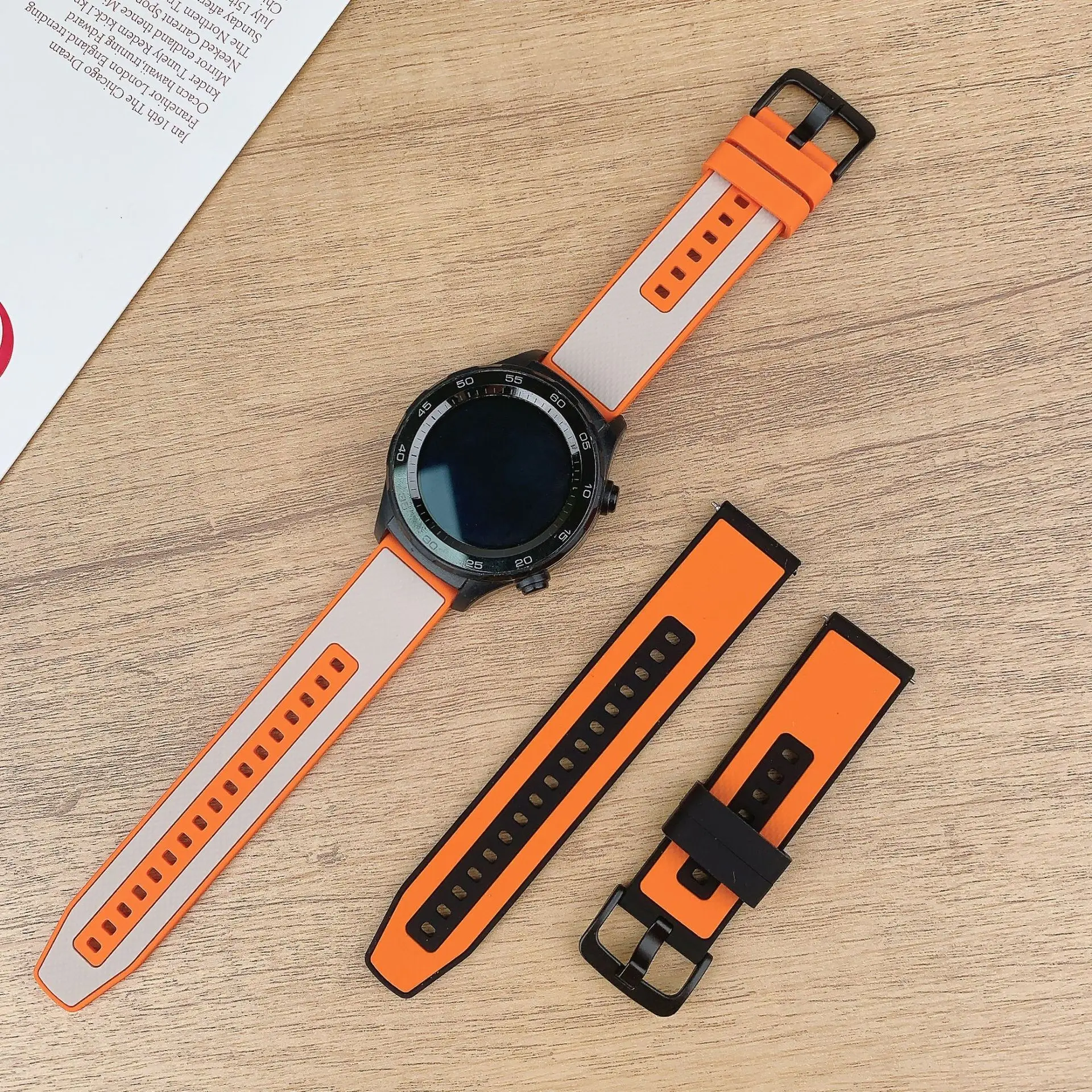 Высококачественный Двухцветный силиконовый ремешок для Samsung Watch 7 40 мм 654 huawei 3 4Pro bands