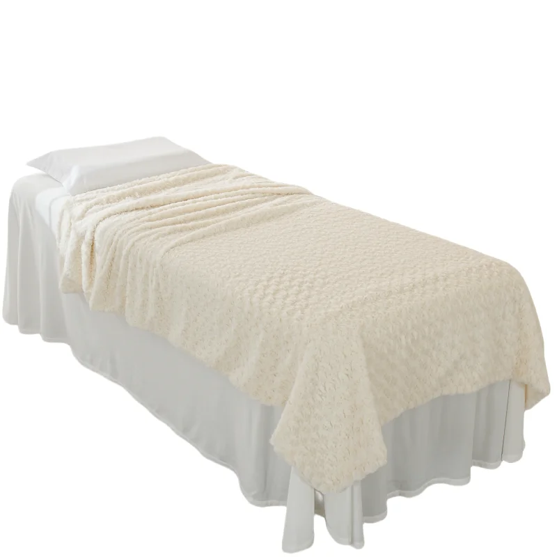 100% Ultra-Soft Micro Fiber. Super soft, cuddly and shaggy Faux Fur Blanket 3D rose Fuzzy Cozy Plush Bubble Blanket for Couch