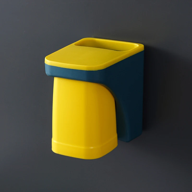 PP Cute Kids Multifunctional Toothbrush Cup Holder Wall Mounted Storage Magnetic Single Toothbrush Holder