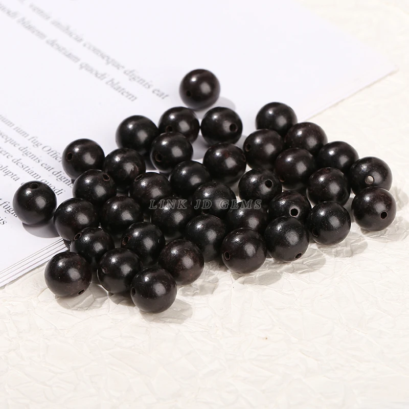 JD Wholesale  6 8 10 12 15mm Pick Size Round Charms Wooden Beads Natural Black Sandalwood Loose Beads for Jewelry Making