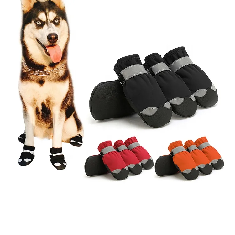 Factory Direct Sale Small And Medium Dog Night Reflective Eco-Friendly Leather Warm Winter Boots Paw Protection Dog Shoes