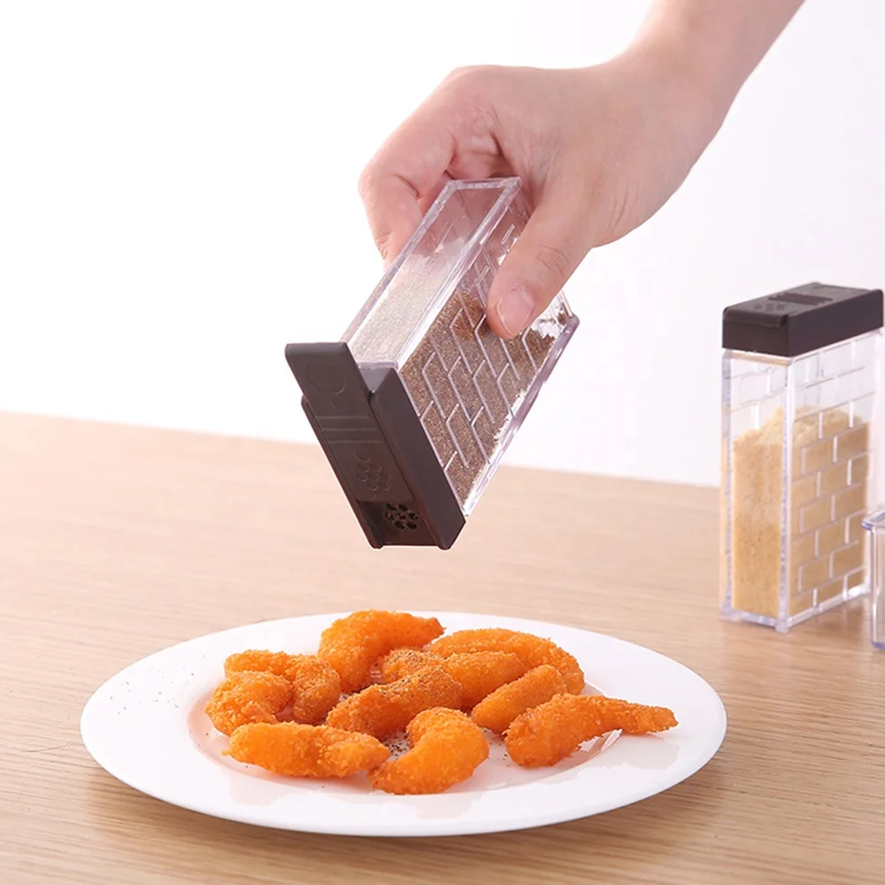 1SET 6PCS Kitchen Spice Jar Seasoning Box Kitchen Spice Storage Bottle Jars Transparent Salt And Pepper Cumin Powder