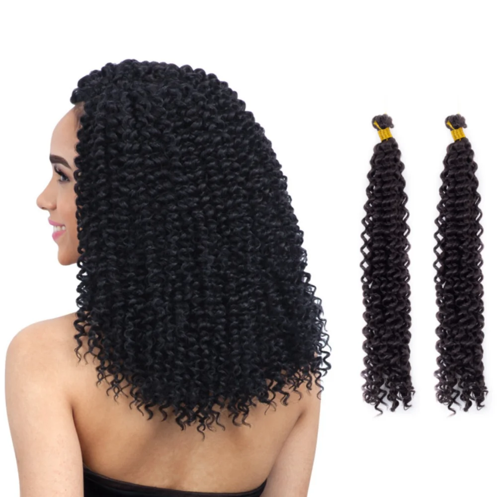 ANSWER 14 Inch Water Wave Crochet Twist Wavy Braiding Hair Natural Synthetic Braids Extension for Afro Women