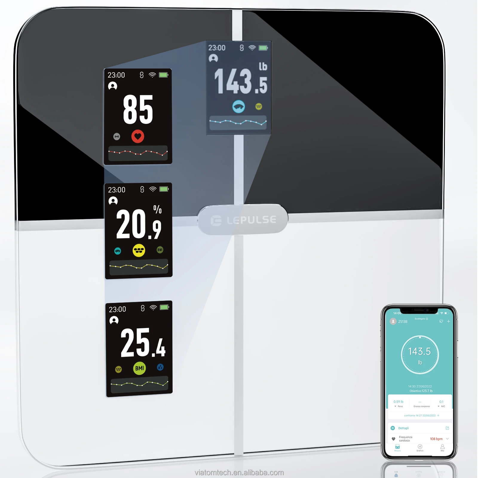 Viatom F10 Smart Scale for Body Weight 16 Core Measurements Heart Rate Body Fat Scales Health Wi-Fi Bluetooth Weight Scale