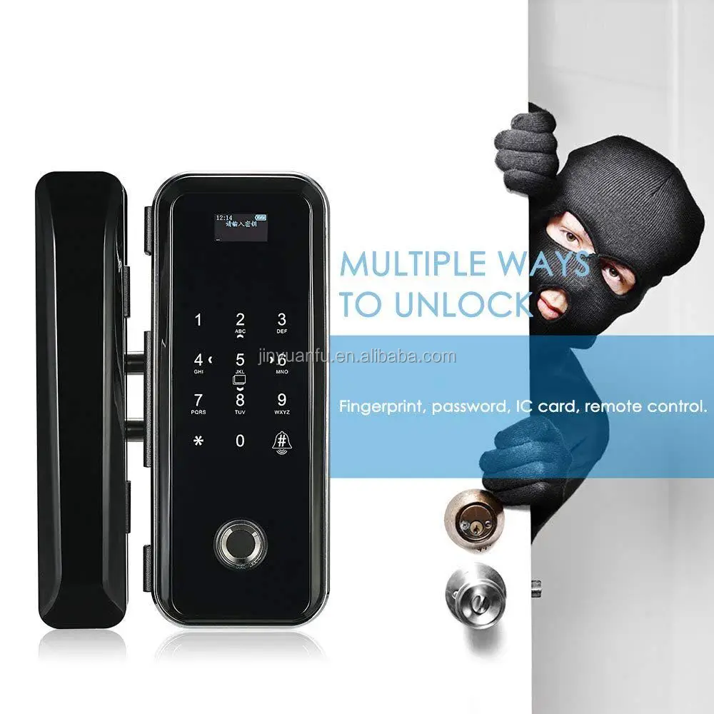 
Digital fingerprint biometric glass to glass door lock 