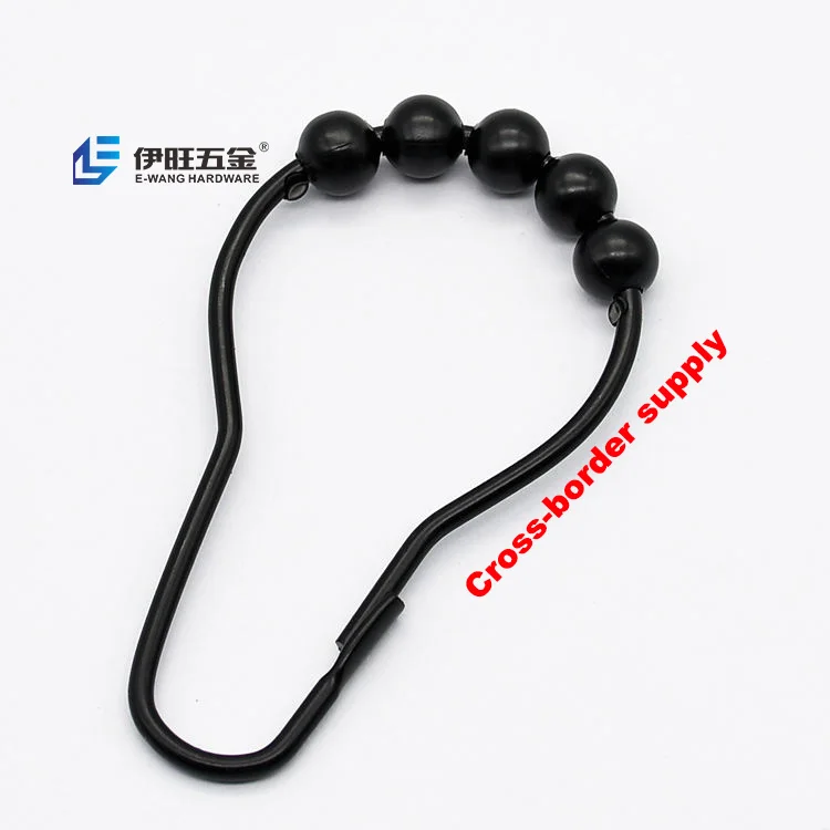 YIWANG Black Matel Bathroom Shower Curtain Ring Hanging Hooks