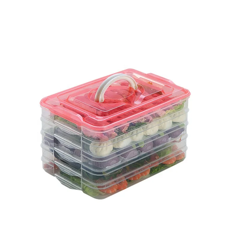 Storage Container Dumpling Crisper Portable Storage Box Egg Plastic Food Storage Containers with Airtight lids and Handler