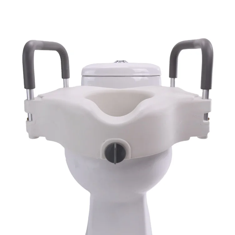 Medical Elderly Disable Blow-Moulding Elevated Nursing Soft Raised Toilet Seat With Arm