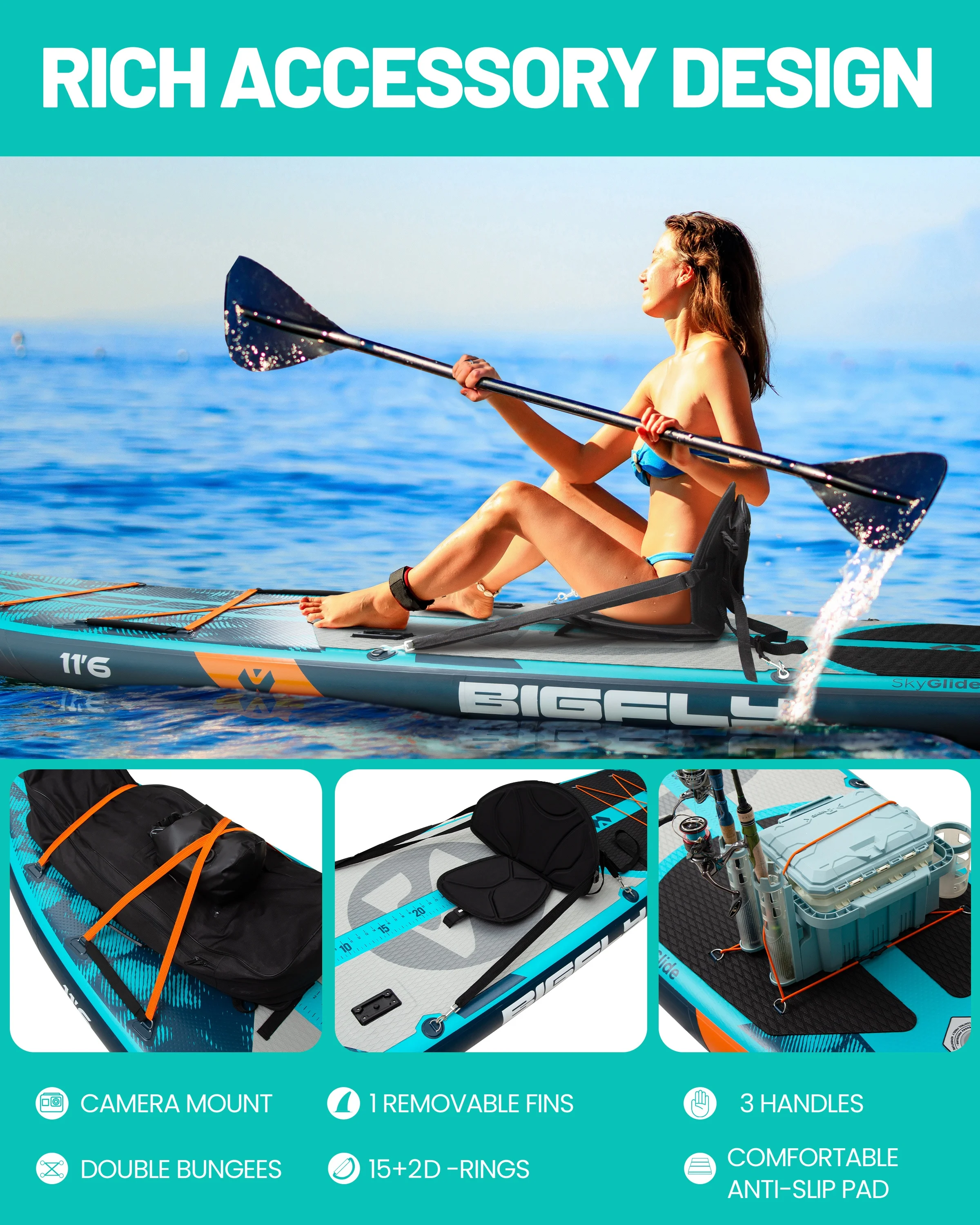 Wholesale  Standup Paddleboard Fishing Paddle Board SUP Kayak Seat PVC Stand Up Paddle Board for Fishing