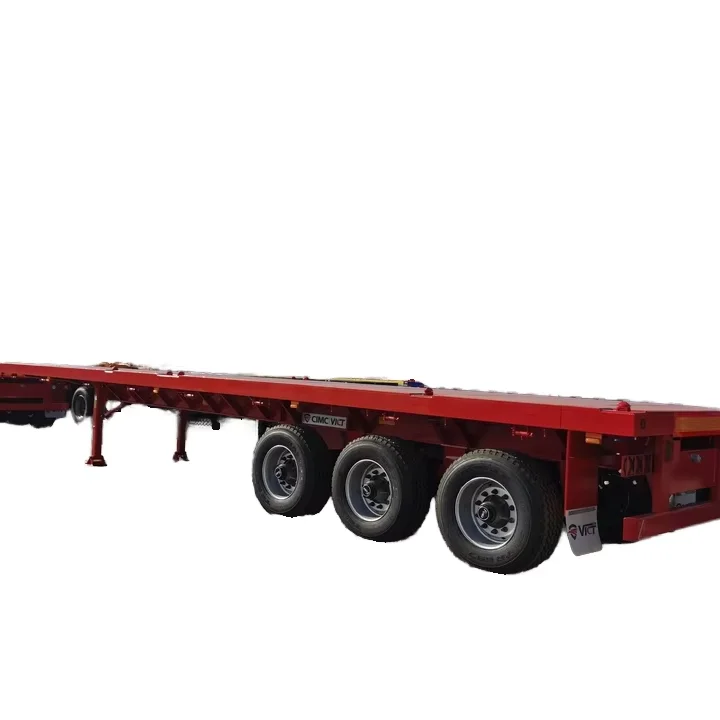 Factory Direct 40ft High Bed Container Trailer CIMC 50T Transport Truck with Three-Axle Semi-Trailer Super Single Tire