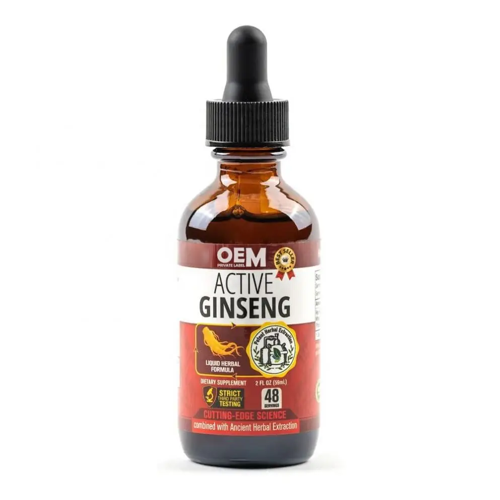 Custom Label Korean Red Ginseng Powder Ginseng Korean Red Panax Ginseng Liquid Drops Supports Healthy Energy, Vitality, Mood