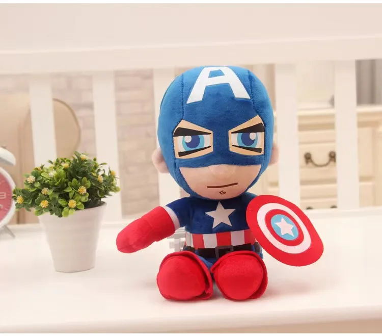 Cheap Wholesale 27CM Cartoon Movie plush Doll Hero Spiderman America Captain Bat man Man iron plush Stuffed toys children gifts