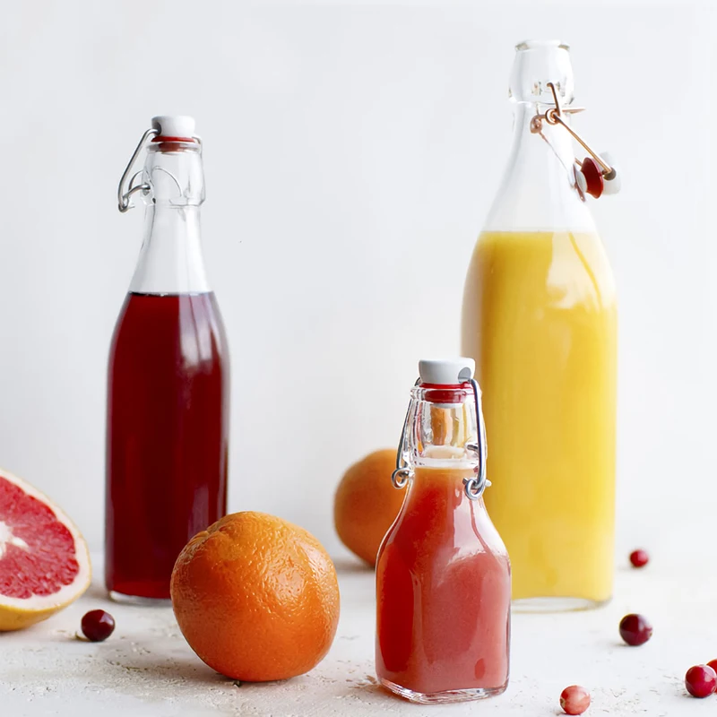 125ml 250ml 500ml 1000ml Classic Unique Easy Flip Lid Clear Drink Beer Wine beverage Bottles Glass Swing Top Bottle