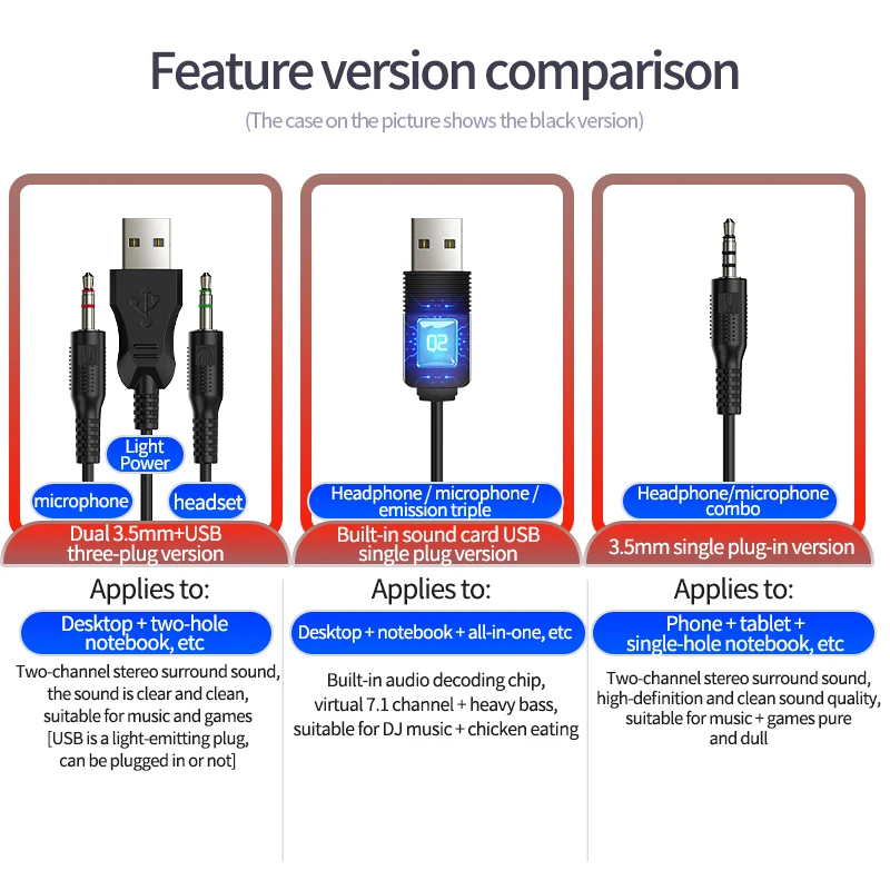 Headset High Quality OEM Gaming usb Best RGB Gamer Q2 PC Waterproof LED light Sport Headphones