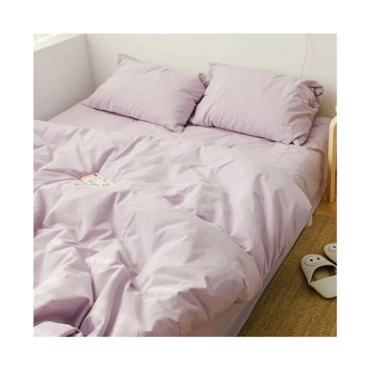 High Quality China Factory Price Double Size Bedsheets Solid Color Luxury Pink Embroidered Duvet Cover