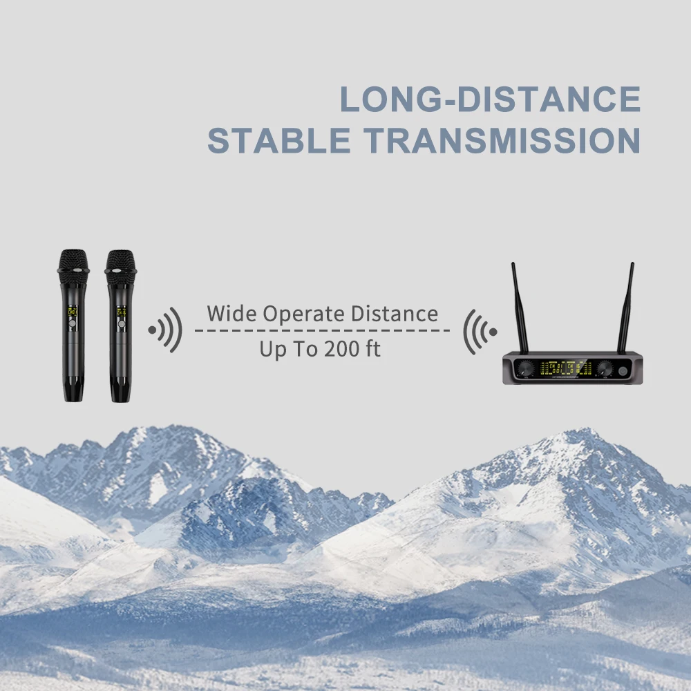 Professional Handheld Wireless Mic High Quality Uhf Rechargeable Wireless Microphone System