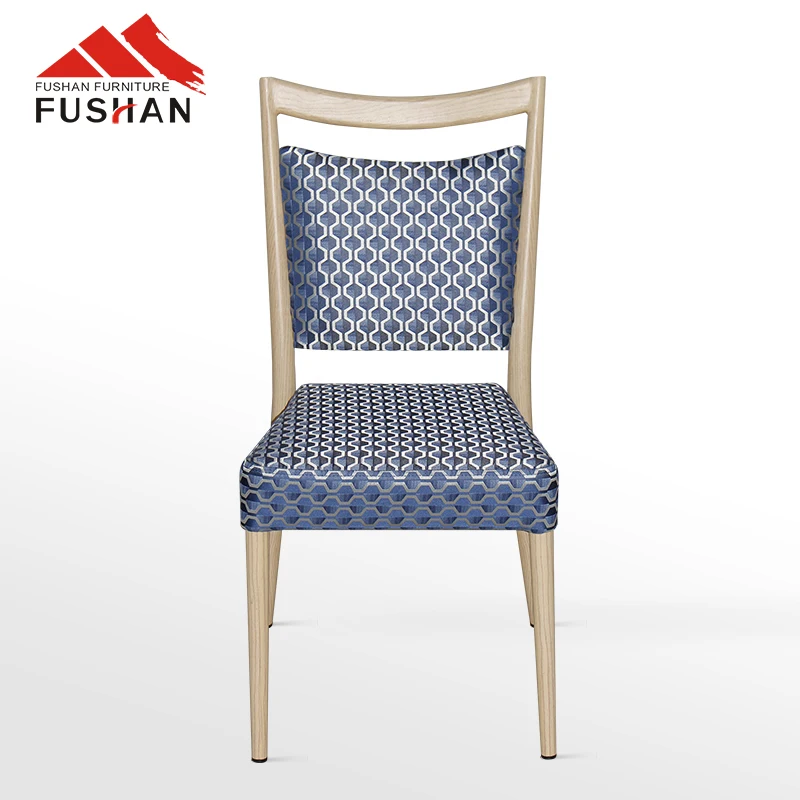 Wholesale hotel furniture metal frame stackable chair wood grain restaurant wedding banquet chair upholstered dining room chair