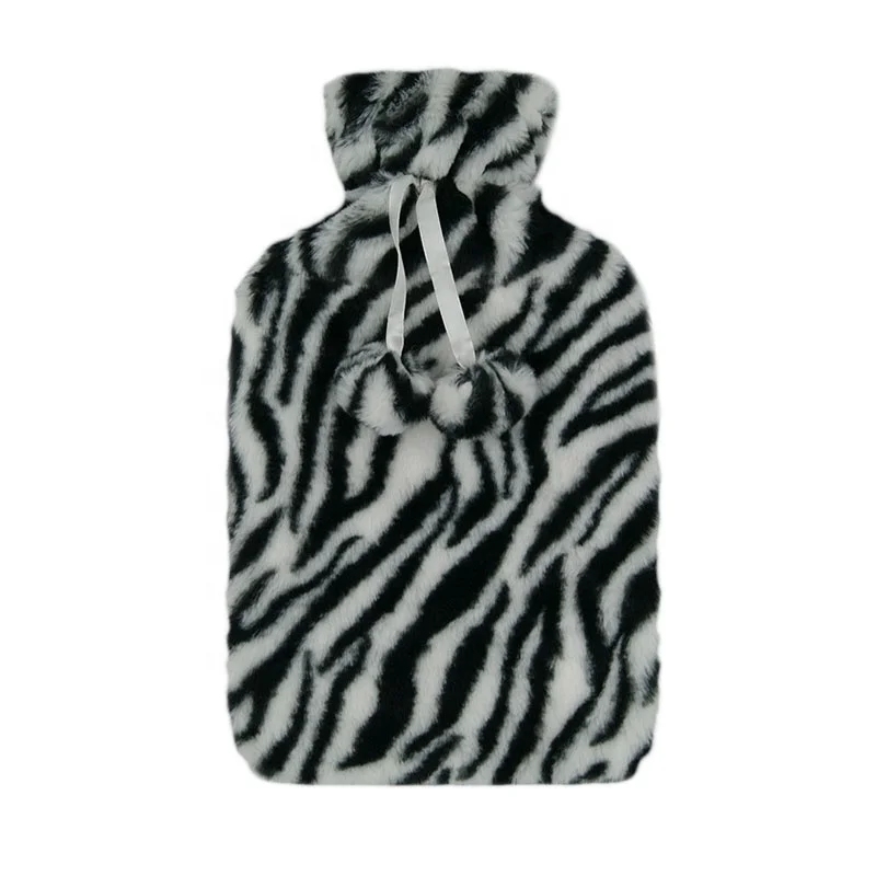 wholesale custom plush fur soft rubber hot water bag hot water bottle 2 liter cover