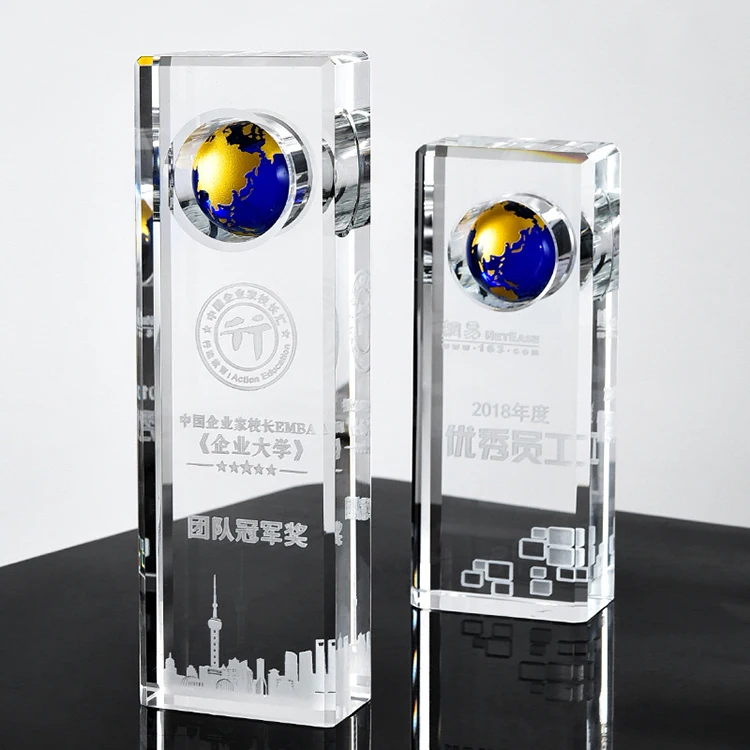 Корпоративные подарки, хрустальный шар земли, приз