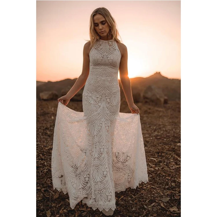 
Fashion Cheap White Sleeveless Maxi Evening Gown Bridesmaid Lace Backless Phoenix Ladies Wedding Party Dress 